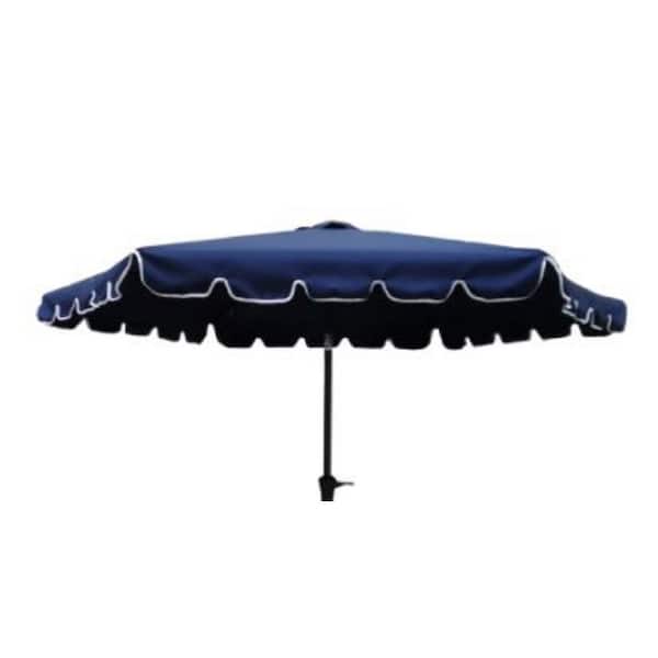 Unbranded 9 ft. Scalloped Market Patio Umbrella in Navy Blue
