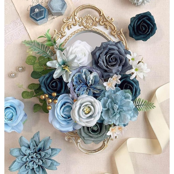 Blue Roses Artificial Flowers Blue Fake Flower PUB5D677U - The