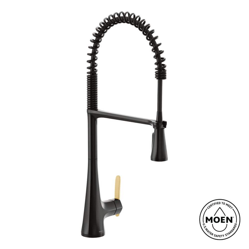 Sinema Matte Black 23.5 in. H Spring Pull Down Sprayer Kitchen Faucet with 360 Degree Spout Swivel and Power Boost price history on PriceWatchPro