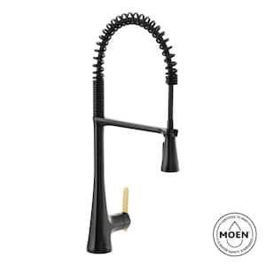 S75005bl MOEN Nio Matte Black 18.38 in. H Pull Down Sprayer Kitchen Faucet with ...