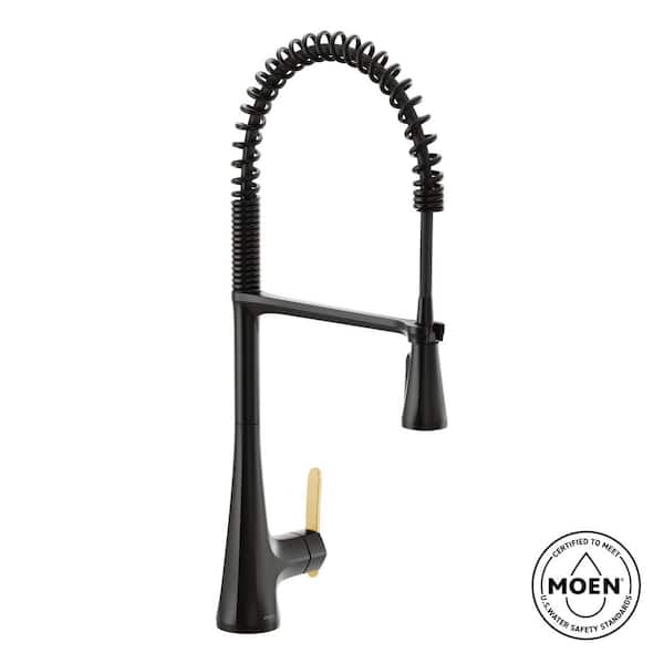 Sinema Matte Black 23.5 in. H Spring Pull Down Sprayer Kitchen Faucet with 360 Degree Spout Swivel and Power Boost