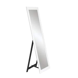 Matte White Freestanding Full Length Framed Mirror 21.5 in. W x 71 in. H Black Metal Stand