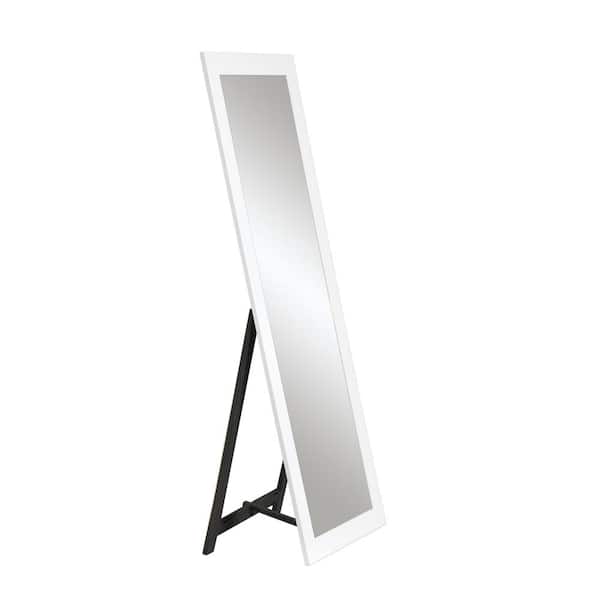 BrandtWorks Matte White Freestanding Full Length Framed Mirror 21.5 in. W x 71 in. H Black Metal Stand