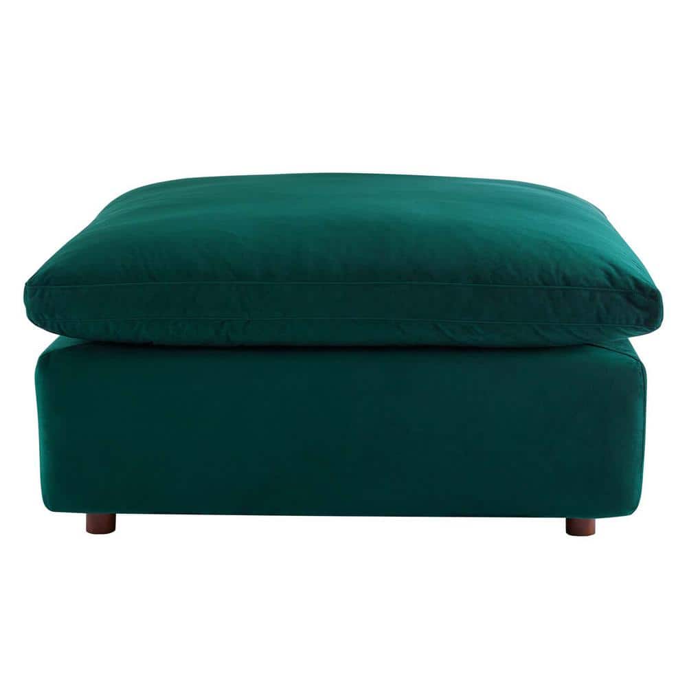 Plush Green Performance Velvet Overstuffed Ottoman 40"x19"