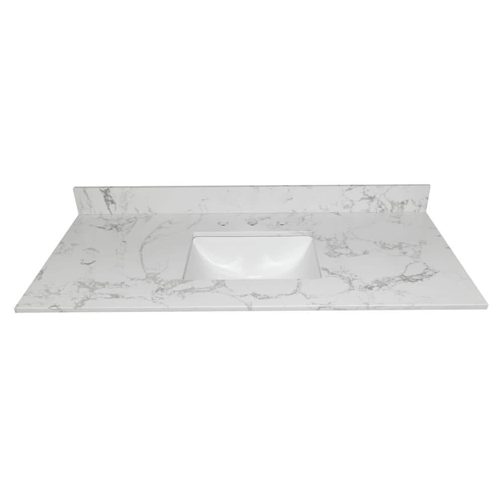 VANITYFUS 37 in. W x 22 in. D Engineered Stone Bathroom Vanity Top in