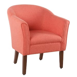 Chunky Barrel Shaped Coral Orange Textured Accent Chair