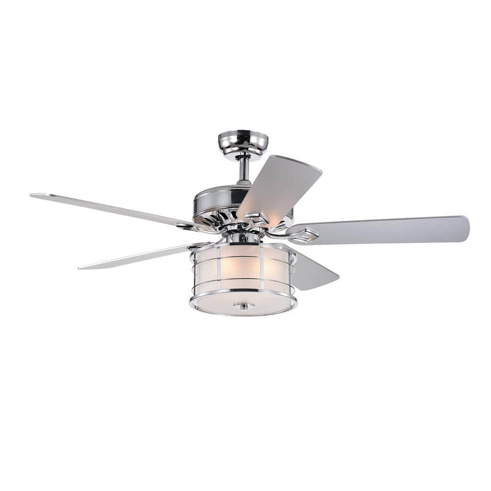 52 in. Smart Indoor Chrome Ceiling Fan with Remote Control/Shade/Timer/3-Sp