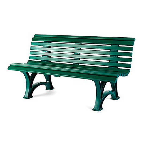 47 in. Two-Person Weatherproof Plastic PVC Garden Bench, Green