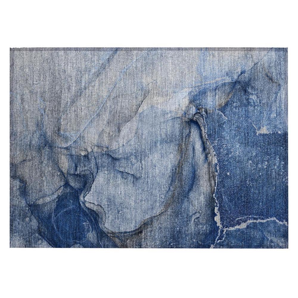Navy Blue 2 ft. x 3 ft. Woven Abstract Polyester Rectangle Indoor/Outdoor Area Rug price history on PriceWatchPro