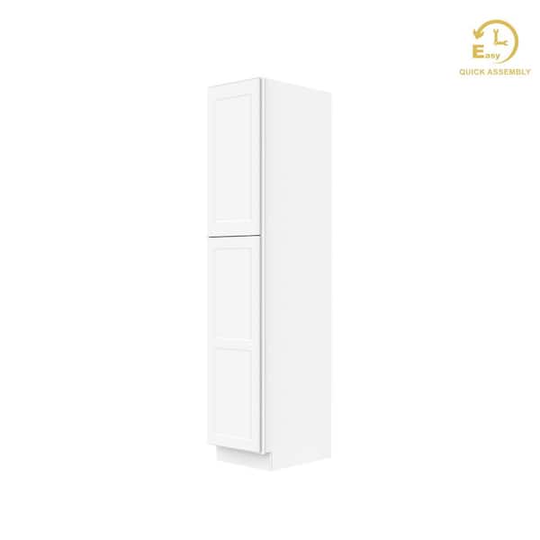 Easy-DIY 18 in. W x 24 in. D x 90 in. H in Shaker White Ready to Assemble Utility Kitchen Cabinets with 2-Doors