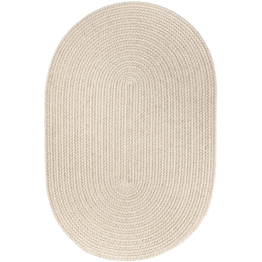 Texturized Solid Pumice Poly 2 ft. x 4 ft. Oval Braided Area Rug