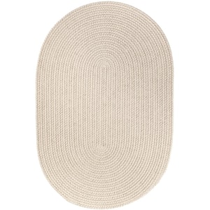 Texturized Solid Pumice Poly 2 ft. x 4 ft. Oval Braided Area Rug