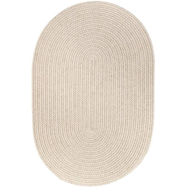 Unbranded Texturized Solid Pumice Poly 5 ft. x 8 ft. Oval Braided Area Rug
