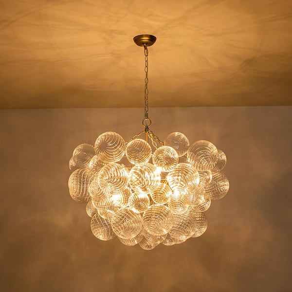 HUOKU Neuvy 8-Light 33 in. W Brass Chandelier with Swirled