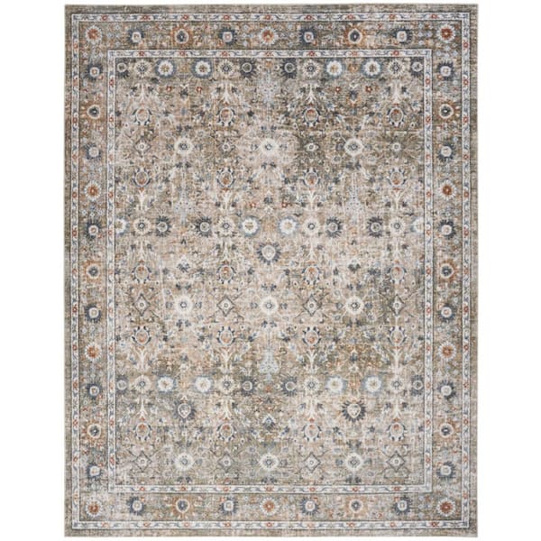 Nourison Astra Machine Washable Gold Grey 8 ft. x 10 ft. Distressed Traditional Area Rug