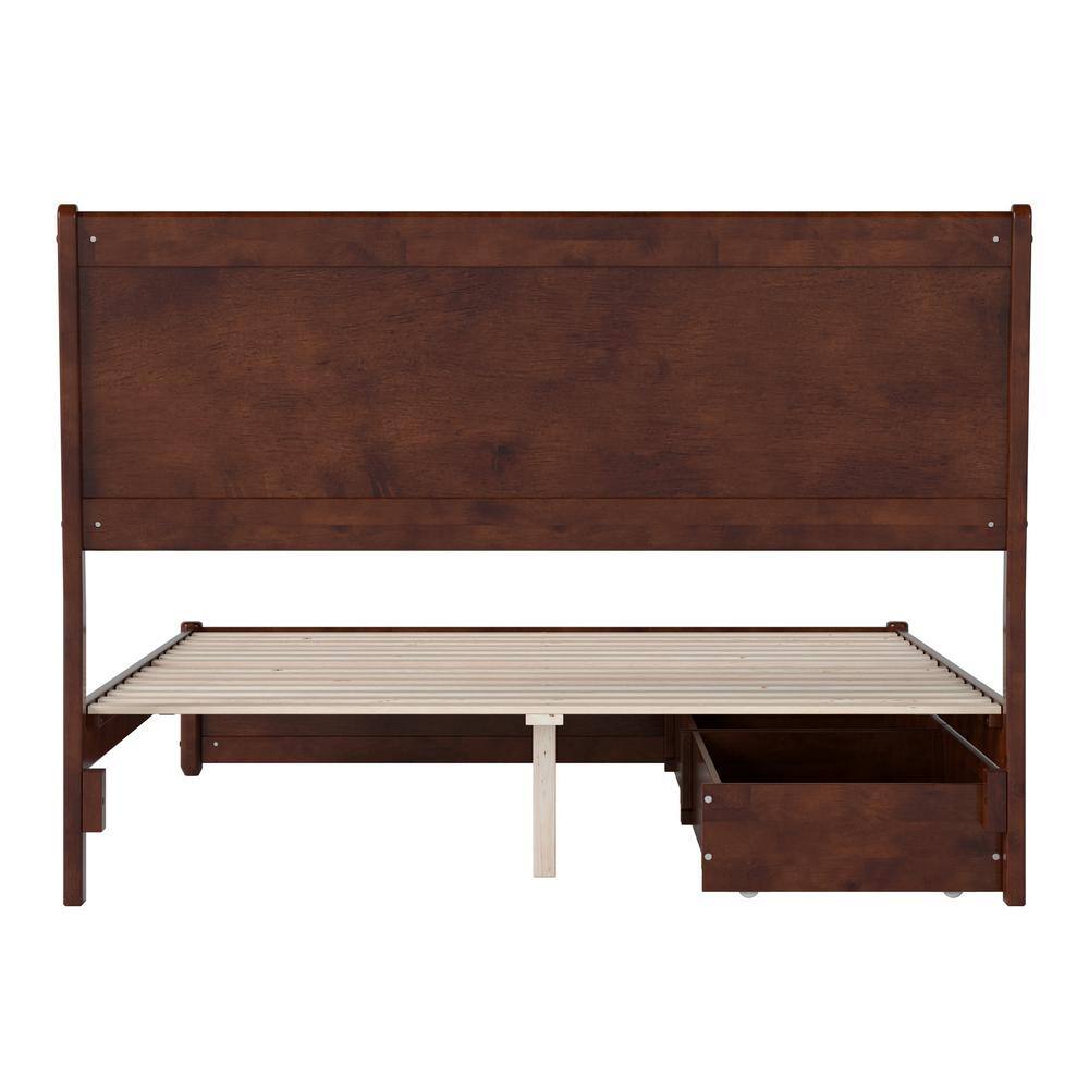 Casanova Queen Dark Walnut Wood Platform Bed with Storage Drawers