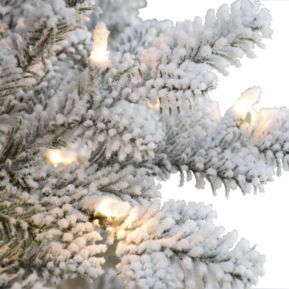 7.5 ft Flocked Douglas Fir Artificial Christmas Tree with Warm White Lights