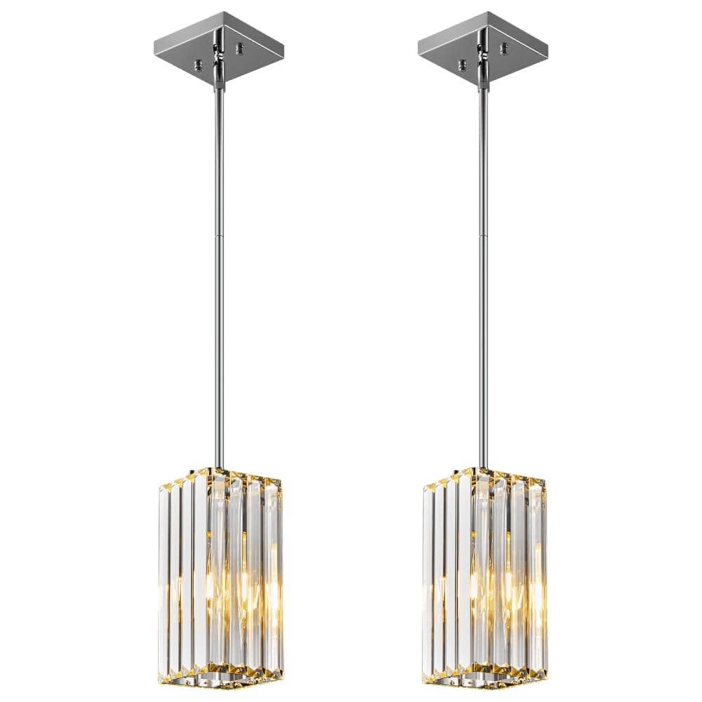 12w 2-Light Chrome Rectangle Mini Crystal Chandeliers for Kitchen Island Bedroom Dinning Room Living Room price history on PriceWatchPro