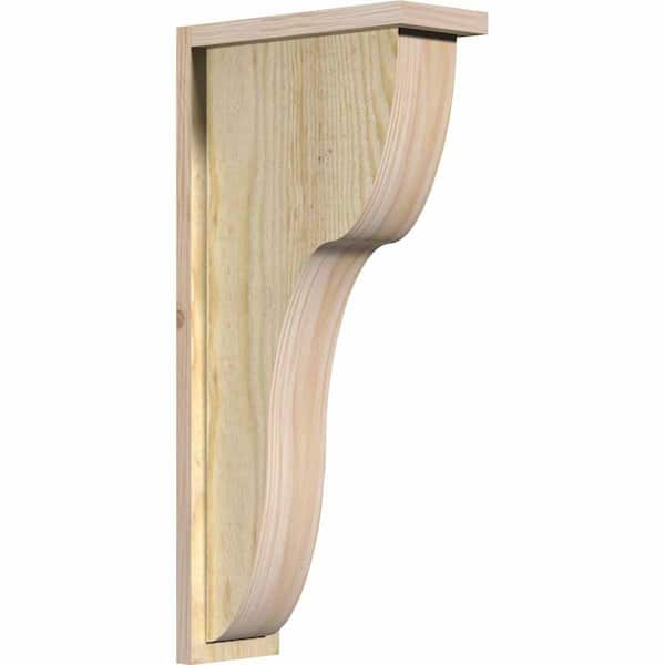 Ekena Millwork 6 in. x 14 in. x 30 in. Douglas Fir Carmel Rough Sawn Corbel with Backplate