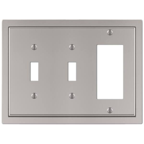AMERELLE Averly 3 Gang 2-Toggle and 1-Rocker Metal Wall Plate - Satin Nickel