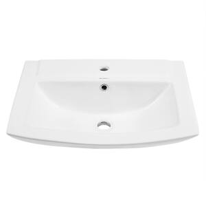 Sublime Pedestal Bathroom Vessel Sink Round Single Faucet Hole in White