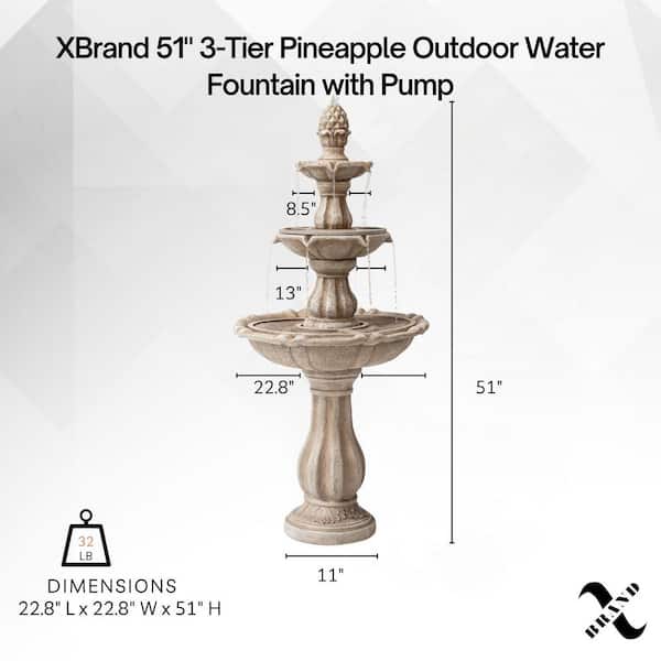 Fountainmサイズ XBRAND 51 in. H Fiber Resin Beige 3-Tier Freestanding Waterfall