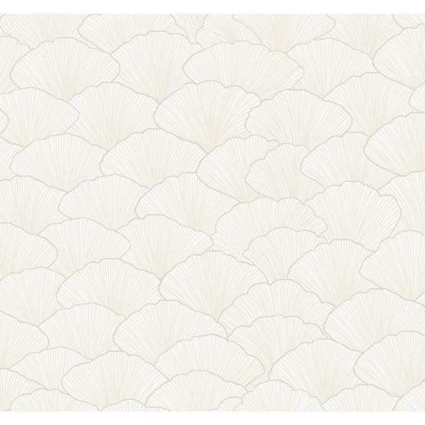 York Wallcoverings White and Cream Luminous Ginkgo Paper Unpasted Matte Wallpaper (27 in. x 27 ft.)