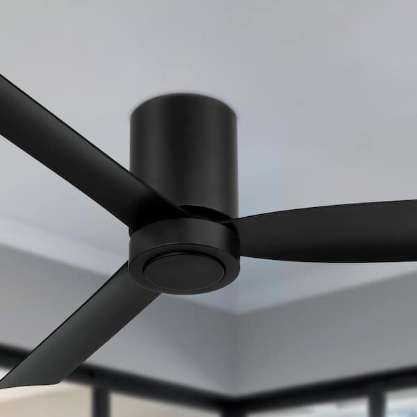 CORMAC 3-Blade 52 in. Indoor/Outdoor Matte Black Low Profile Modern Ceiling Fan with Remote Included