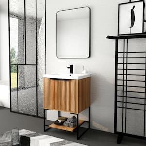 29.5 in. W x 18.1 in. D x 35 in. H Resin Vanity Top in Light Brown Freestanding Bathroom Vanity with Resin Basin Top