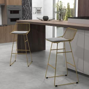Gold 17.5 in. L x 19 in. W x 30 in. H Sleek Style, MDF Barstool, Metal frame, Kitchen Stool