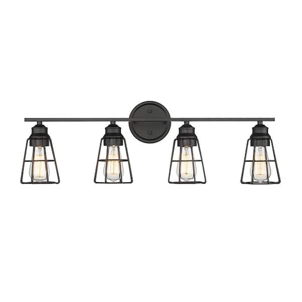32 in. 4-Light Matte Black Vanity Light