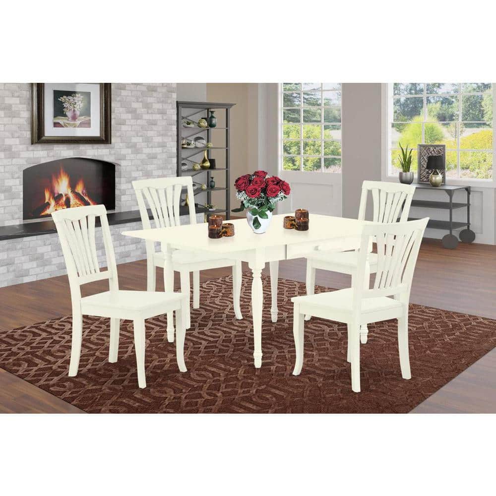 5-Piece Rectangular Linen White Finish Solid Wood Top-Dining Room Set with Dropleaf-Seats 4 price history on PriceWatchPro