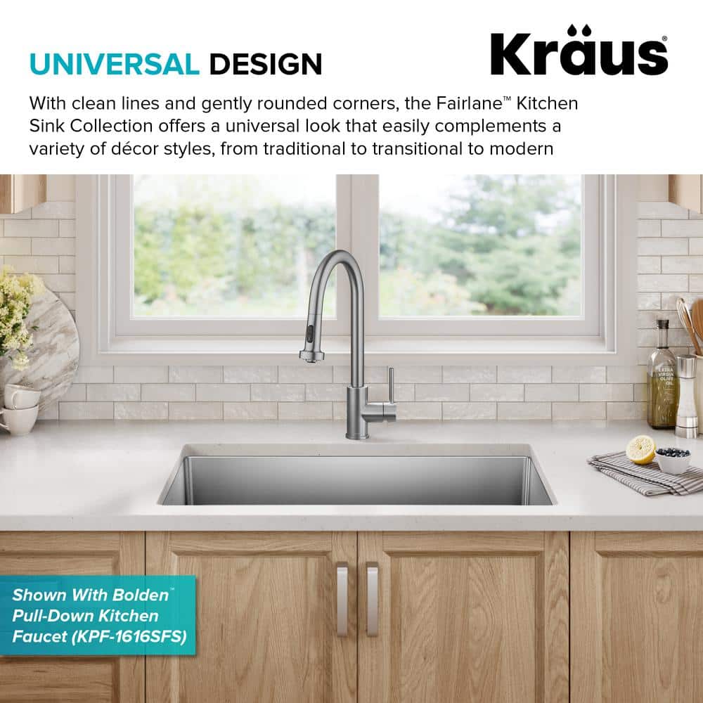 Kraus 32.5" Stainless Steel Single Bowl Drop-In Kitchen Sink