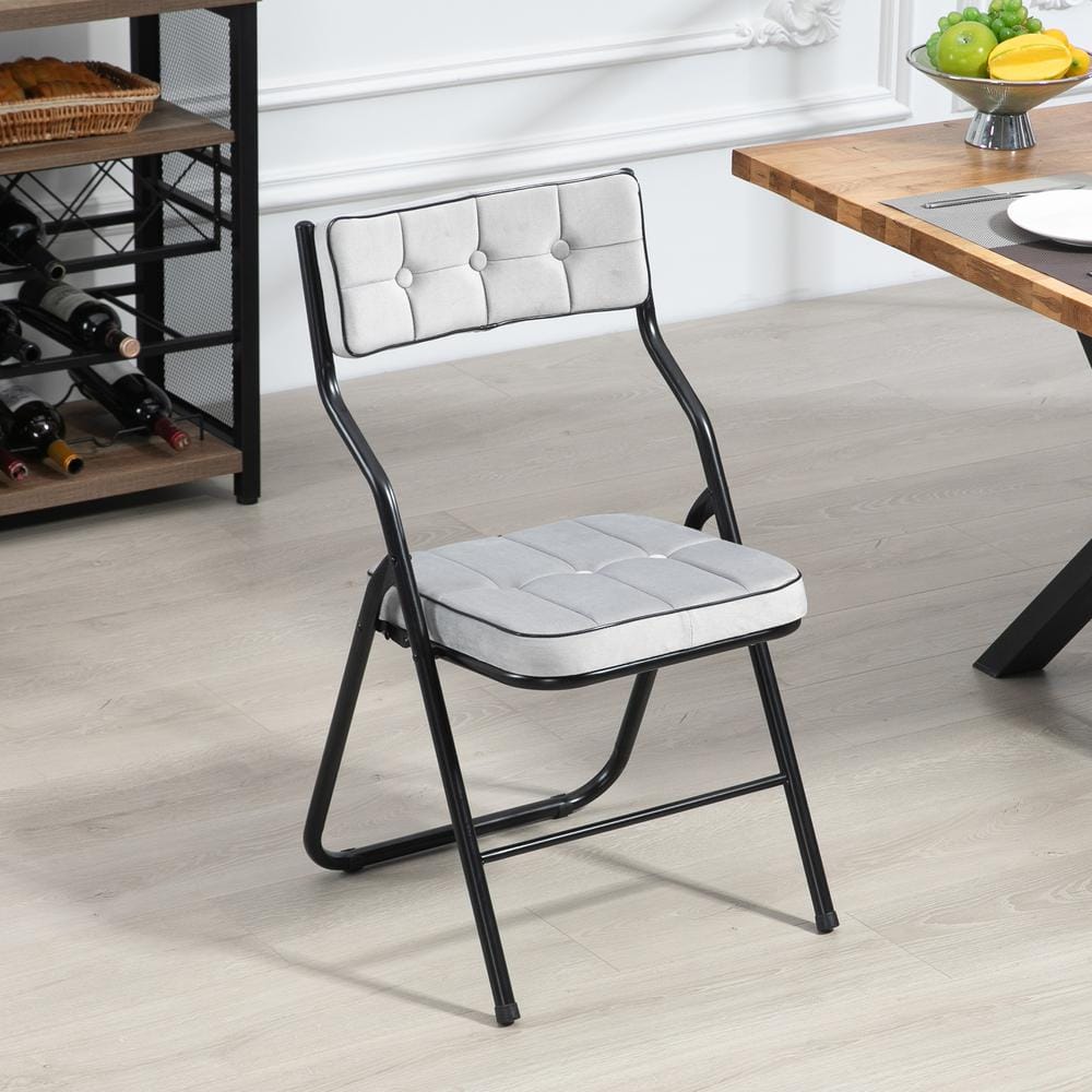 Moonmiss Steel Stackable Folding Dining Chairs with Padded Seats, Set of 4