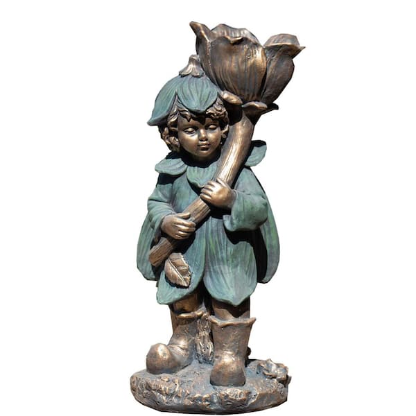 Zaer Ltd. International 27.5 in. Tall Fairy with Flower Garden Statue Tato