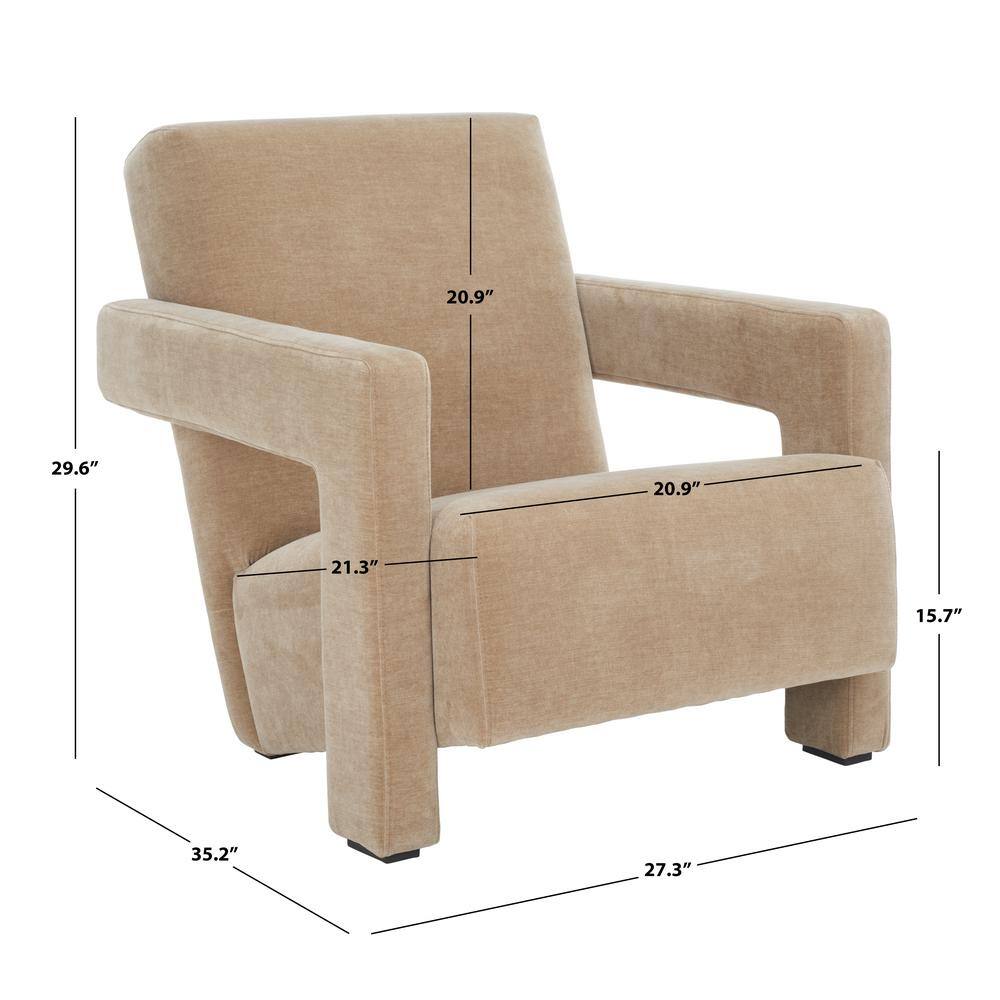 Taylor Light Brown Velvet Upholstered Accent Chair