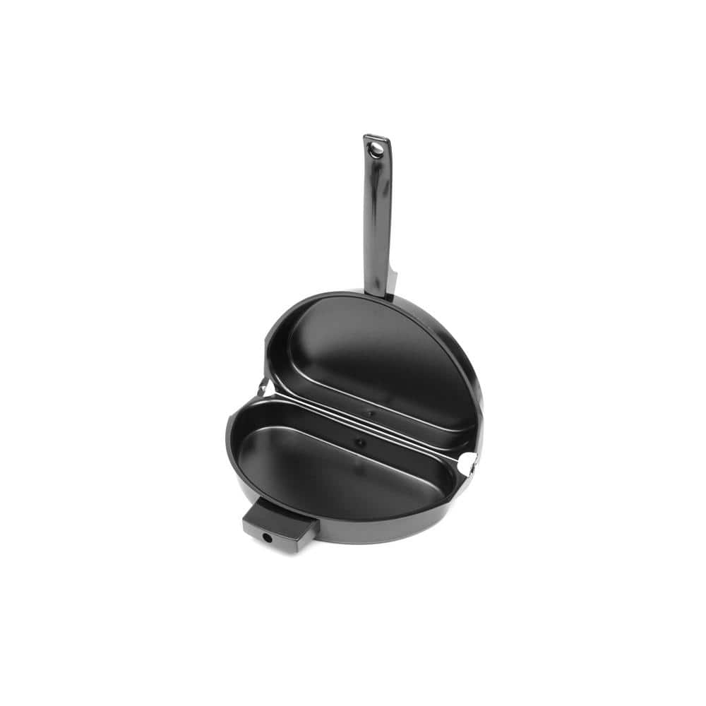 Black Aluminum Non-Stick Folding Omelet Pan with Lid