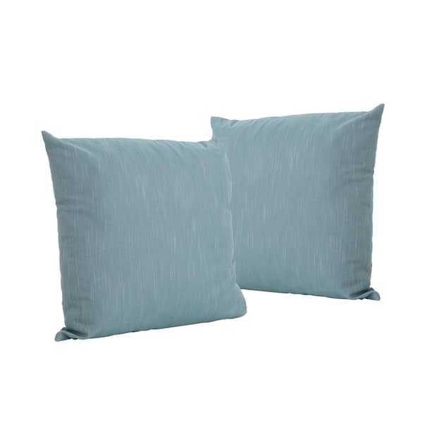 Noble House Misty Teal Solid Polyester 24 in. x 24 in. Throw Pillow (Set of 2)