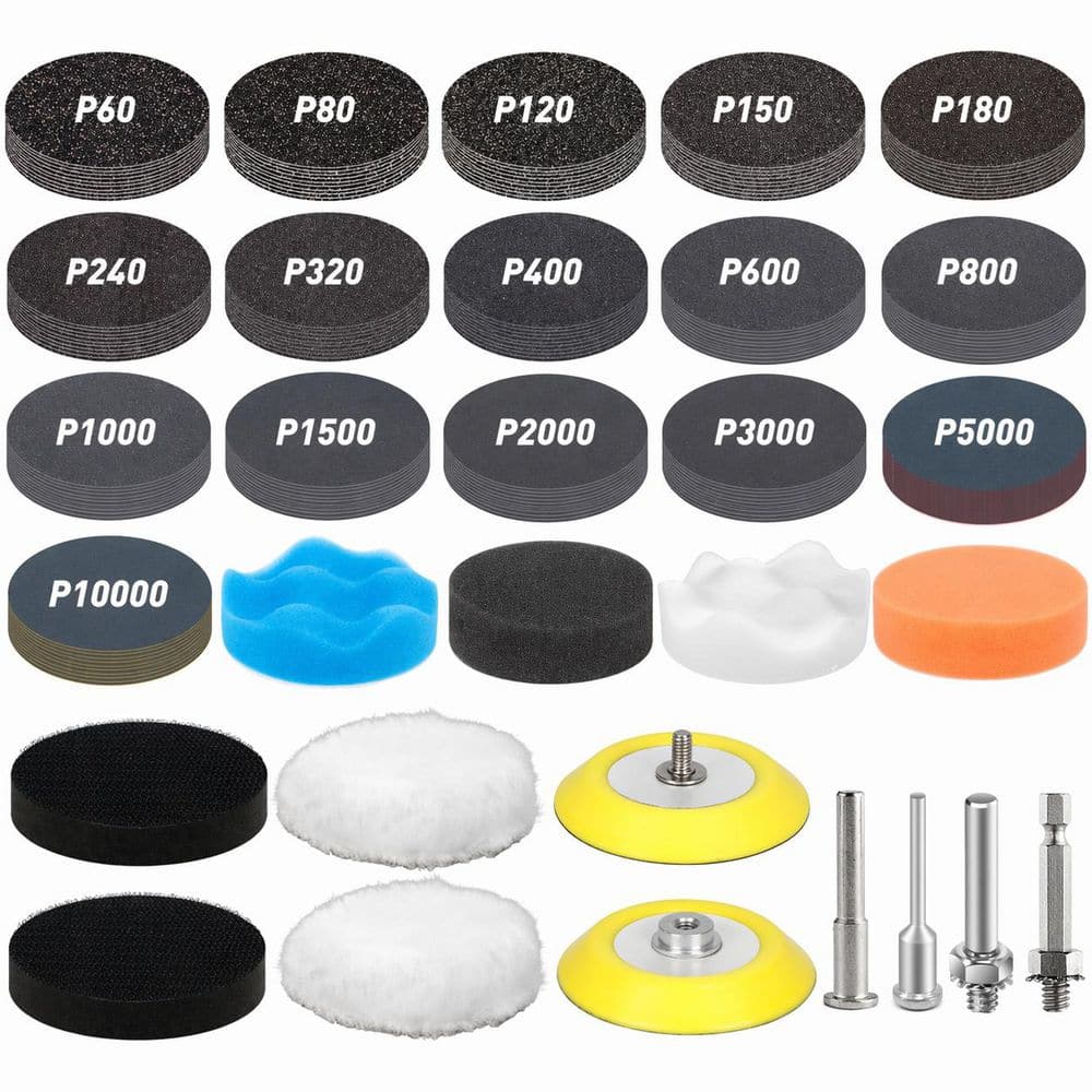 174 pcs 3 Inch Wet Dry Sanding Discs Grit 60-10000 Hook and Loop Drill Sander Attachment for Metal Wood Glass price history on PriceWatchPro