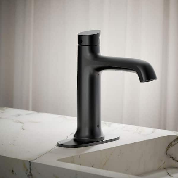 Mistos Battery Powered Touchless Single Hole Bathroom Faucet in Matte Black