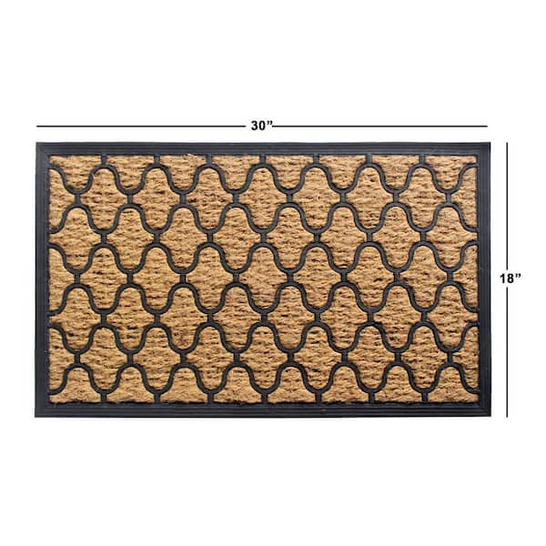 Brown Geometric Indoor Doormat 18x30, Low Profile Door Mat for Entryway,  Diamond Plaid Modern Abstract Art Rubber Backing Non Slip Front Door Rug