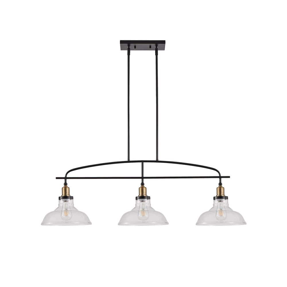 3-Light Black Industrial Chandelier for Living Room with Clear Glass Shade, Bulbs No included price history on PriceWatchPro