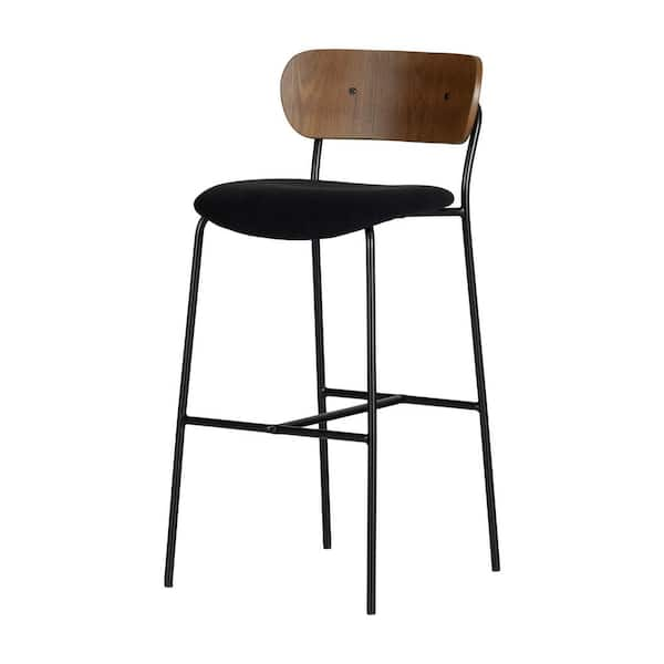 South Shore Hype 29.25 in. Black and Brown high back wood Bar Stool ...