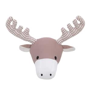 Brown and White Moose Plush Head Wall Decor