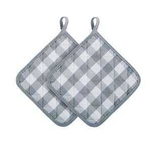 Buffalo Check Polyester/Cotton Grey Pot Holders (2-Pack)