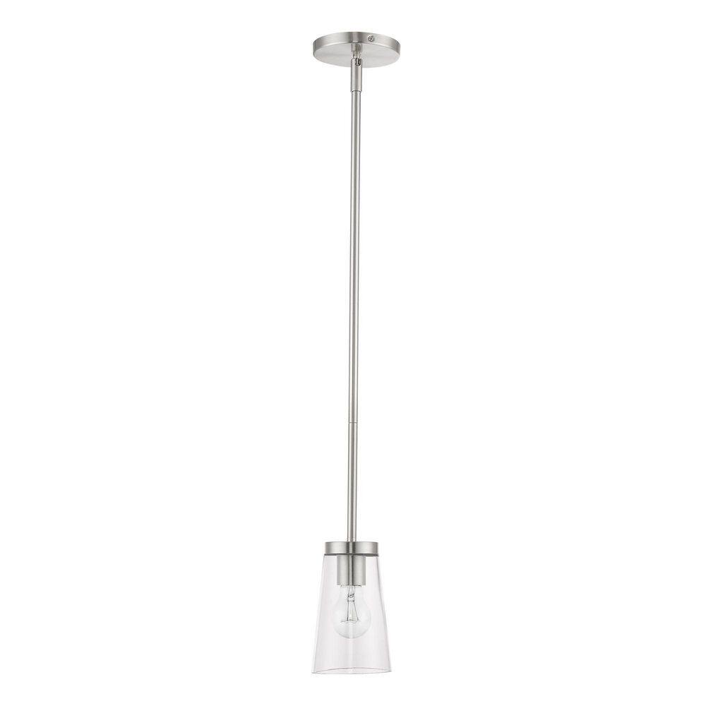 Brushed Nickel Mini Pendant with Clear Glass Shade