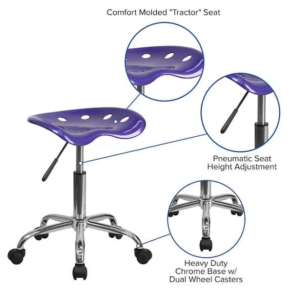 VIBRANT VIOLET TRACTOR SEAT AND CHROME STOOL 