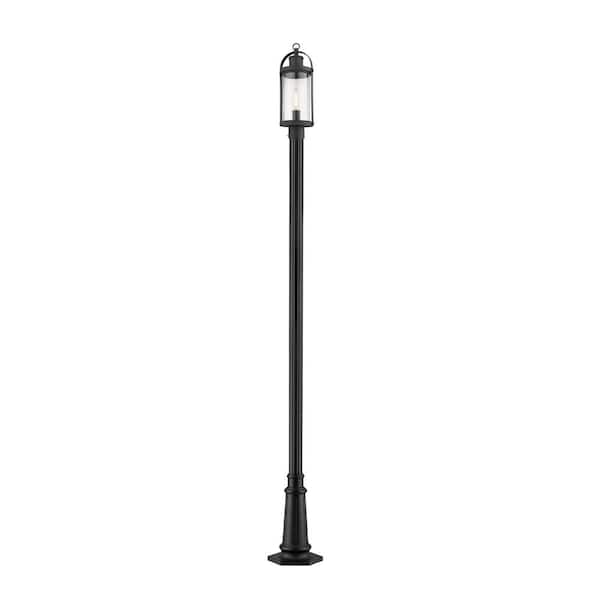 Unbranded Roundhouse 1-Light Black 114.25 in. Aluminum Hardwired Outdoor Weather Resistant Post Light Set with No Bulb Included