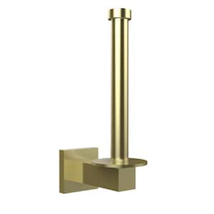 Montero Collection Upright Single Post Toilet Paper Holder and Reserve Roll Holder in Satin Brass