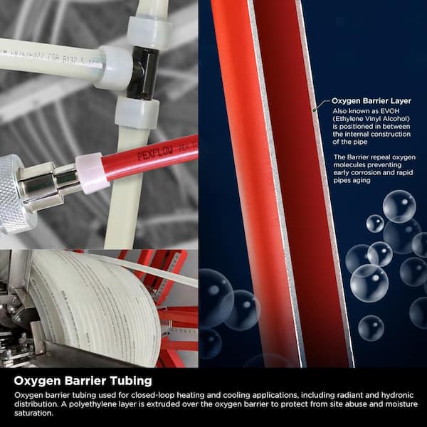 1 in. x 100 ft. PEX A Tubing Oxygen Barrier Pipe for Hydronic Radiant Floor Heating Systems 1 in. x 100 ft. PEX A Tubing Oxygen Barrier Pipe for Hydronic Radiant Floor Heating Systems